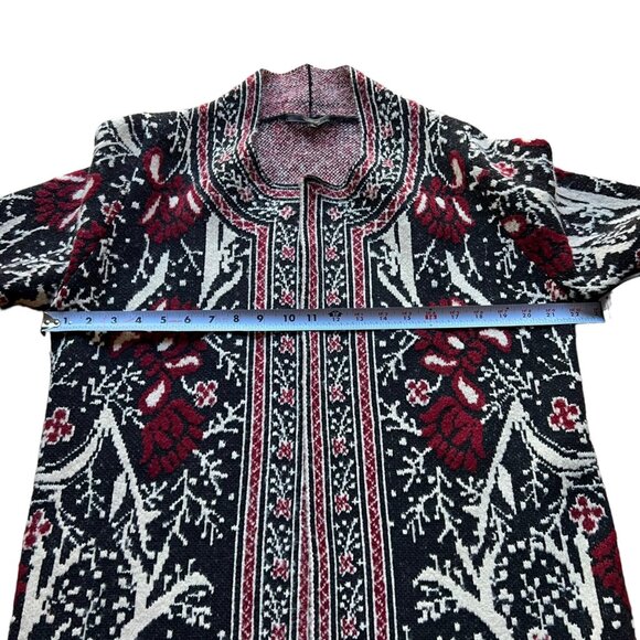 MaxSport Size M Black Red Floral Bohemian Longline Open Cardigan Duster Sweater - Picture 13 of 16